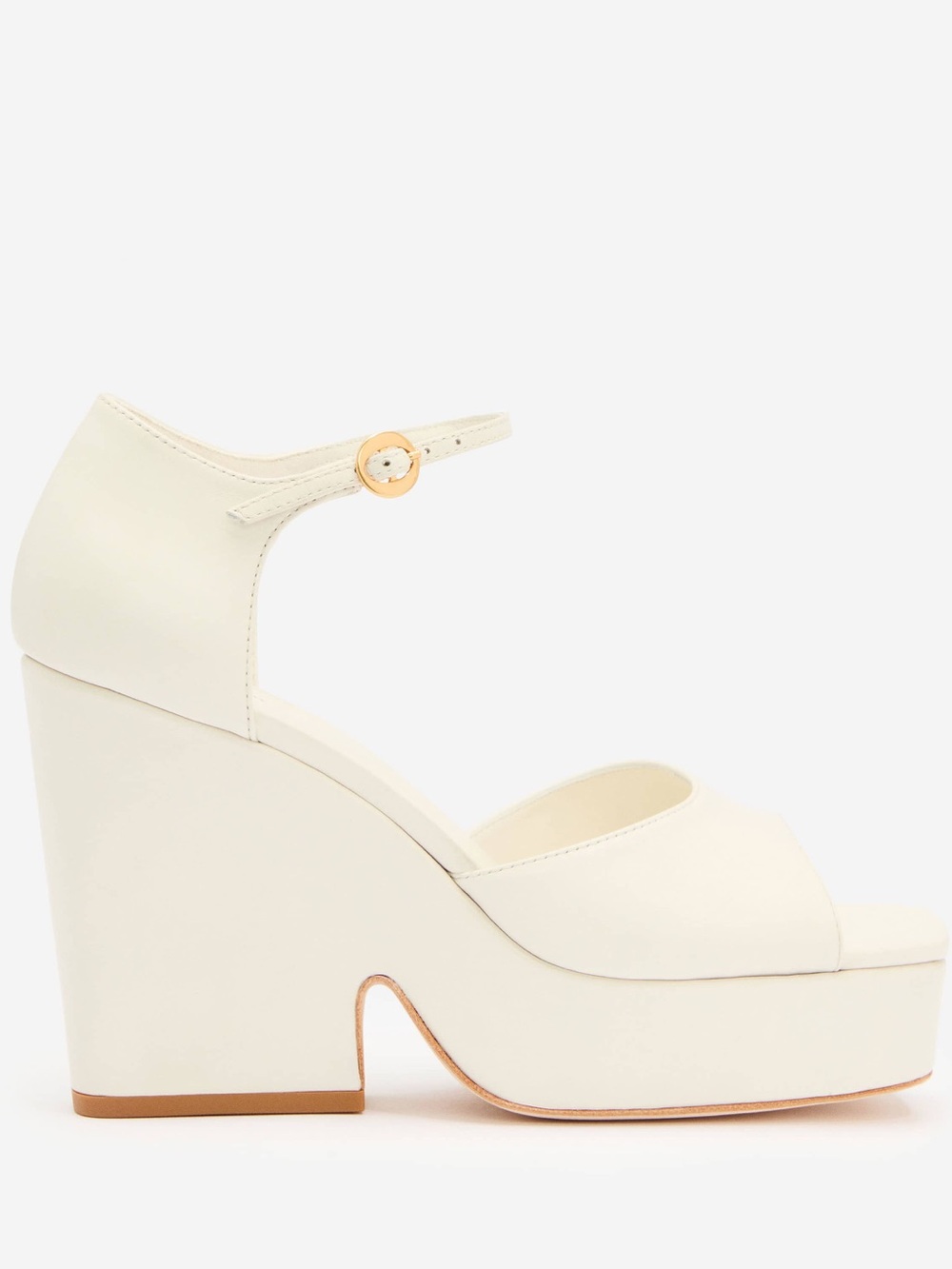 Reformation Judy Leather Platform Wedge Sandal in Ivory Size:8